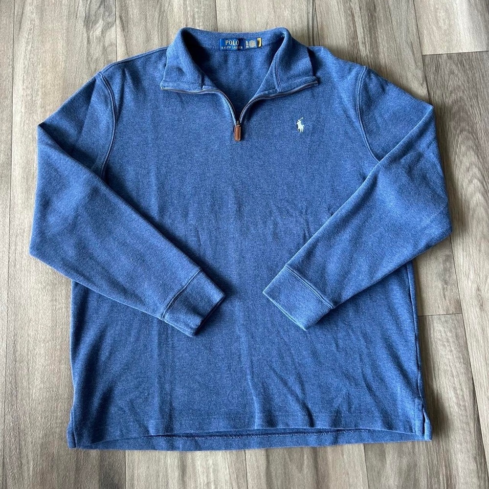 Vintage Polo Ralph Lauren Quarter Zip Pullover Blue size XL great condition